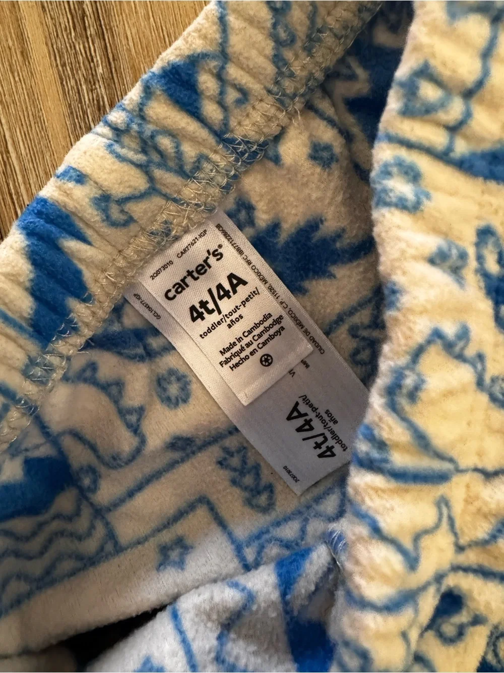 Carter’s Dino Fleece Pajama Set Size 4T Blue Dinosaur 2 Piece PJs
